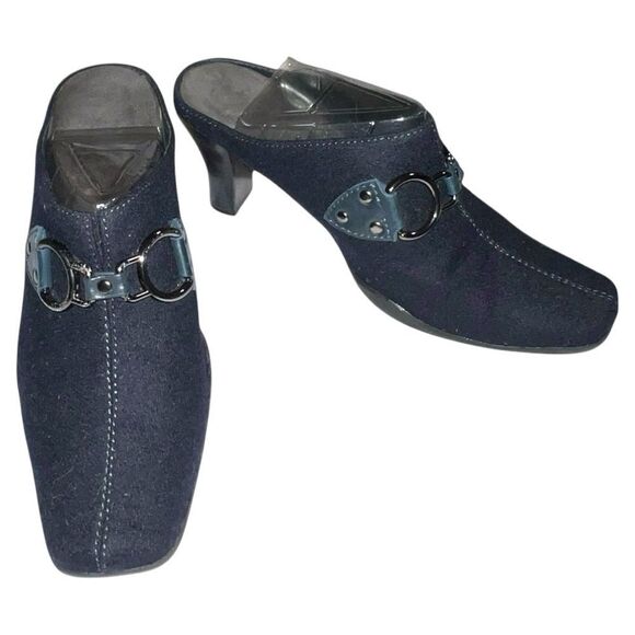 Aerosols cute new dark denim blue slip on mules - Picture 3 of 7